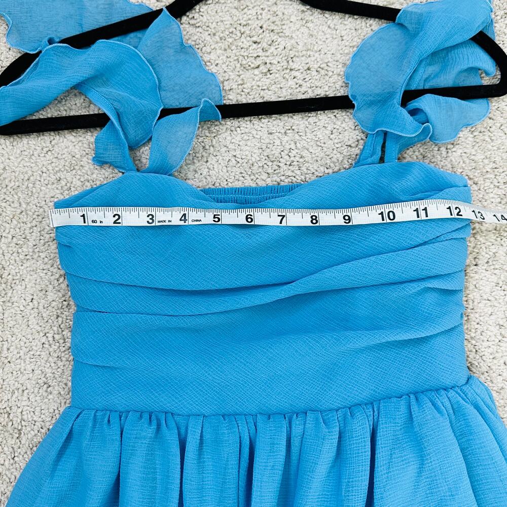 Hatch Turquoise Blue Ruffle Strap Midi Dress - Picture 11 of 13